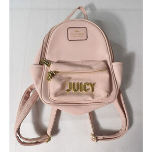 Juicy Couture Mini Backpack Blush Purse Pink Y2K Faux Leather Gold